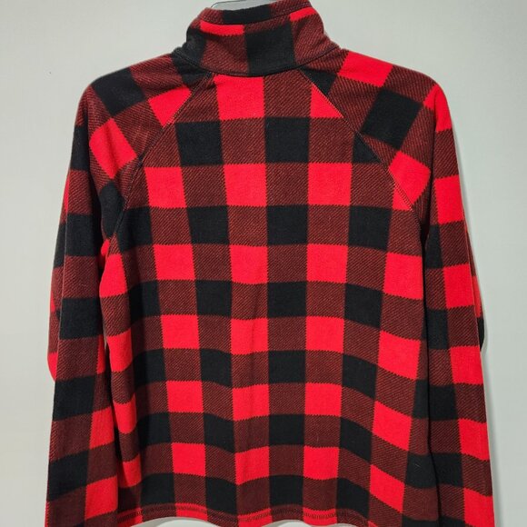 Eddie Bauer Women's Red/Black Buffalo Plaid Pullover Sweatshirt 1/4 Zip-Large - Picture 4 of 4
